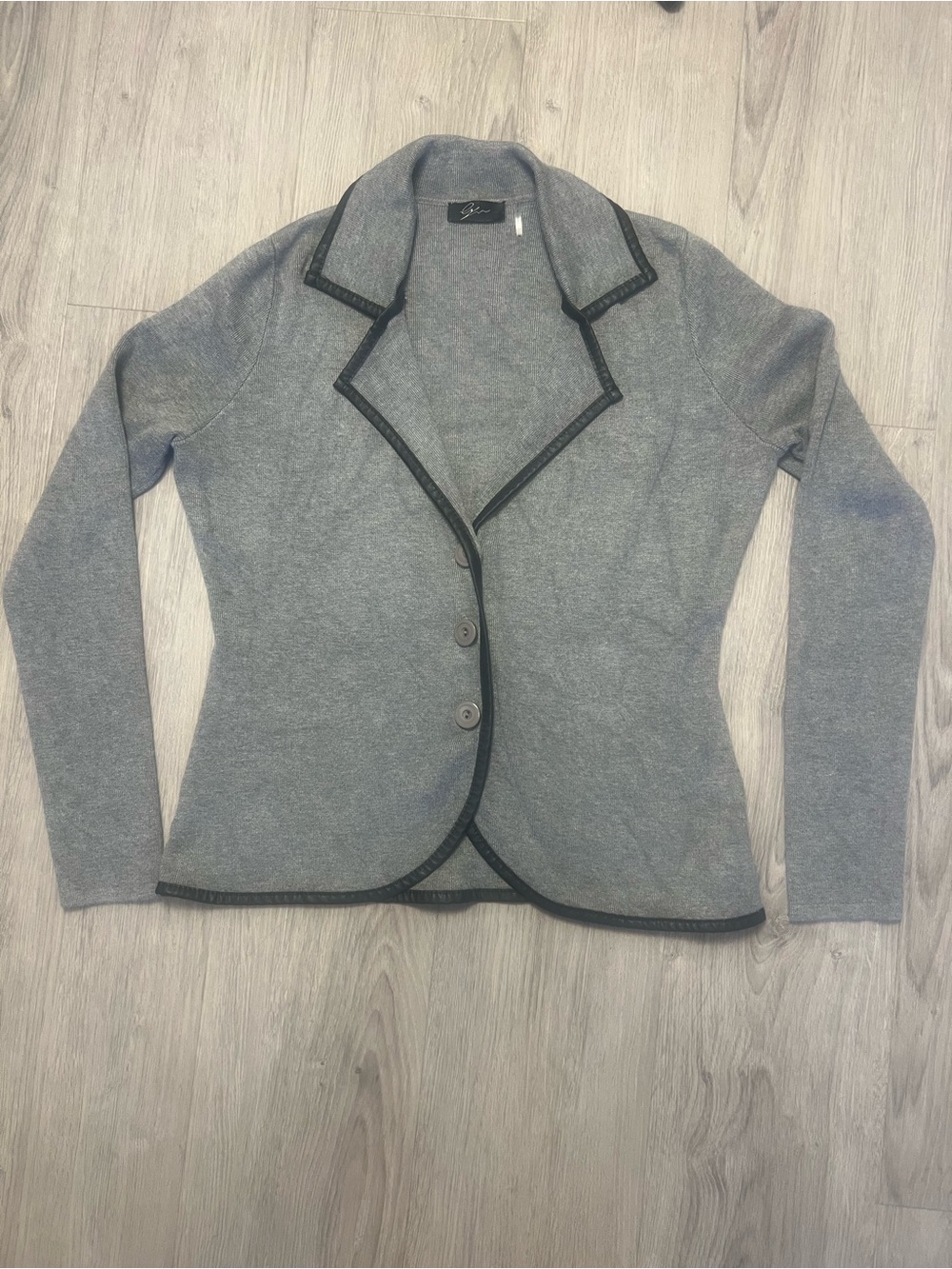 Cyrus Grey Knit Cardigan with Black Trim